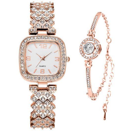 Reloj Cuadrado Pequeño de Diamantes Completos para Mujer con Pulsera - Image 8