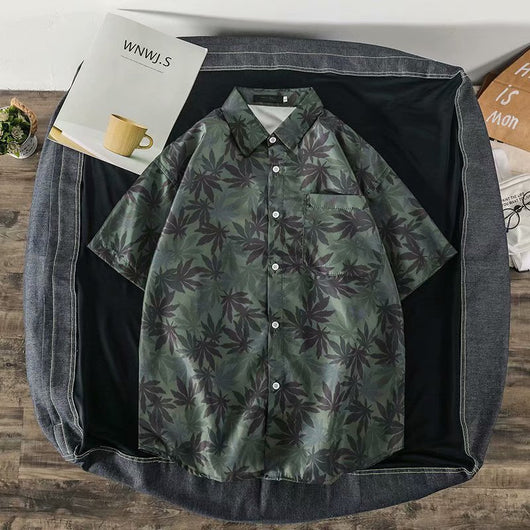 Camisa Suelta Estampada de Manga Corta para Hombre - Image 49