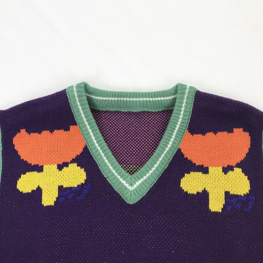 Chaleco Tejido Floral Cuello V Mujer - Suéter Corto Holgado Otoño Invierno - Image 3