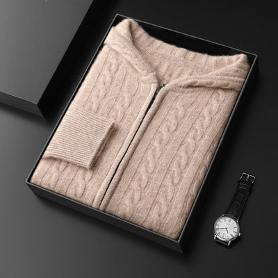 Suéter Tejido Grueso con Capucha y Mangas Largas Sueltas para Hombre - Image 6