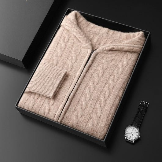 Suéter Tejido Grueso con Capucha y Mangas Largas Sueltas para Hombre - Image 6