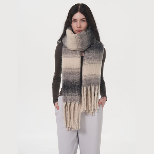 Abrigo Cuadros Cachemira Mujer Talla Grande Invierno - Image 6