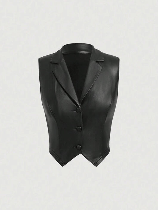 Chaleco de Cuero Premium con Cuello y Botones - Image 12