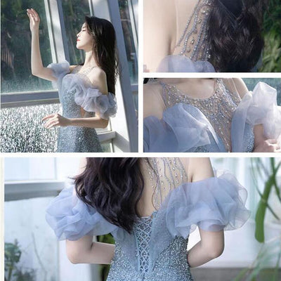 Vestido de Gasa Ligera con Cuentas para Eventos y Banquetes - Image 12