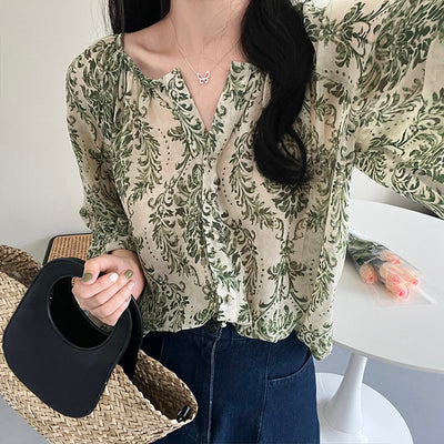 Blusa Protectora Floral con Mangas Linterna y Filtro Solar - Image 3