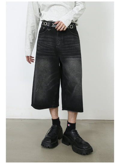 Pantalones Denim Sueltos Grises Estilo Americano Capri - Image 8