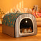 Casa Cama para Mascotas Desmontable con Patrón Geométrico Bicolor