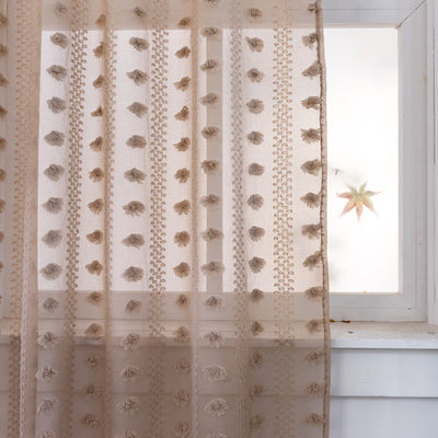 Cortinas Bohemias Texturizadas con Bordado Floral - Image 7
