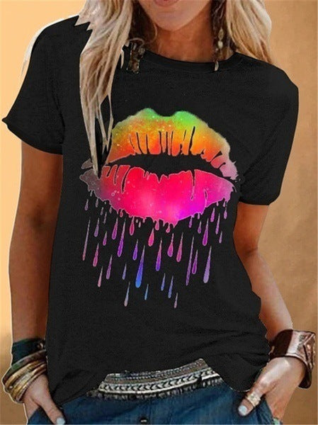 Blusa Estampado Margaritas con Diseño Labios Sexy para Mujer
