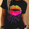 Blusa Estampado Margaritas con Diseño Labios Sexy para Mujer