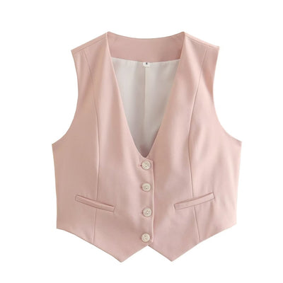 Chaleco Multicolor Suelto con Botones Decorativos Versátil para Mujer - Image 12
