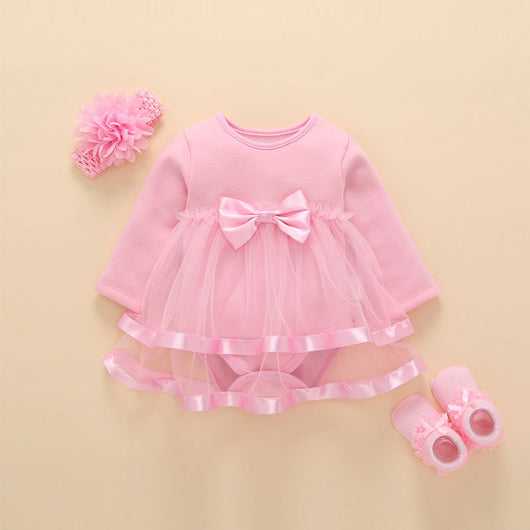 Vestido Infantil de Algodón Puro para Niña, Manga Larga Princesa, Primavera y Otoño