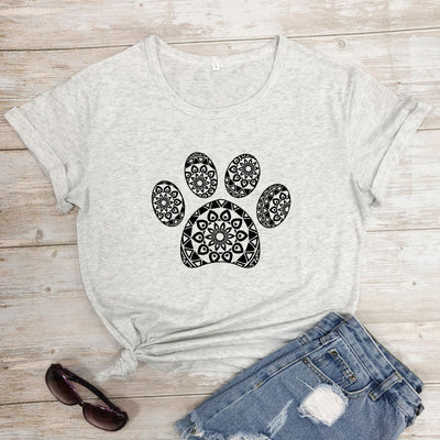 Camiseta Suelta Estampado Huellas Animales para Hombre y Mujer - Image 14