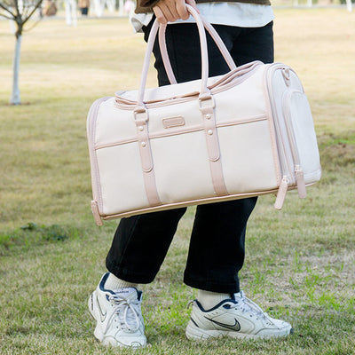 Bolsa Portátil para Mascotas en Cuero - Transpirable y Plegable