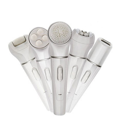 Masajeador Facial y Corporal 5 en 1 Portátil con Cepillo de Látex
