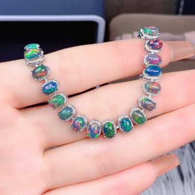 Pulsera de Ópalo Negro Natural con Cristales para Mujer - Image 3