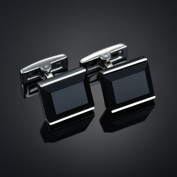 Gemelos de Camisa Francés Cuadriculado con Cristales de Diamante para Hombre