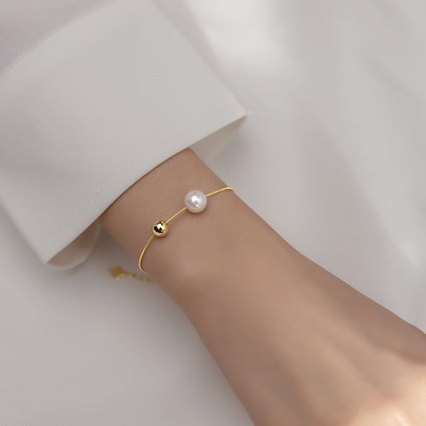 Pulsera de Perlas Sintéticas en Plata S925 - Diseño Minimalista para Mujer