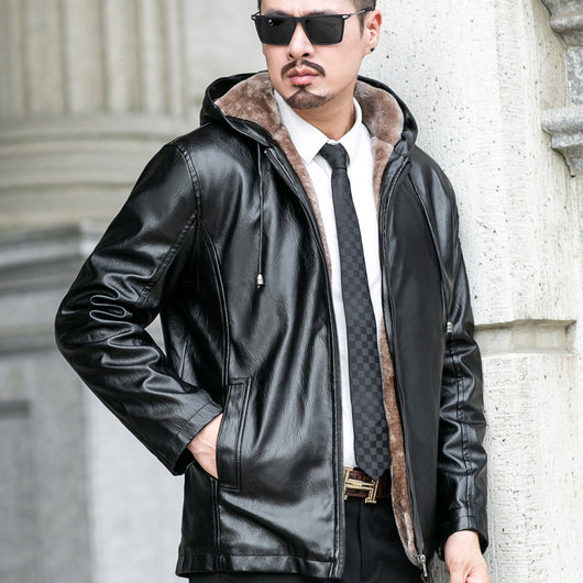 Chaqueta de Cuero para Moto con Forro de Piel - Abrigo Grueso para Otoño e Invierno - Image 4