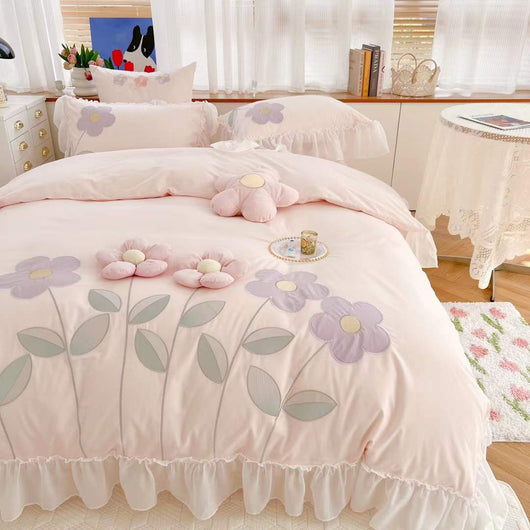 Juego de Cama Bordado Floral 3D - Funda Nórdica y Sábanas de Algodón - Image 8