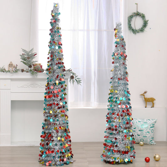 Árbol de Navidad Retráctil Colorido con Adornos Decorativos