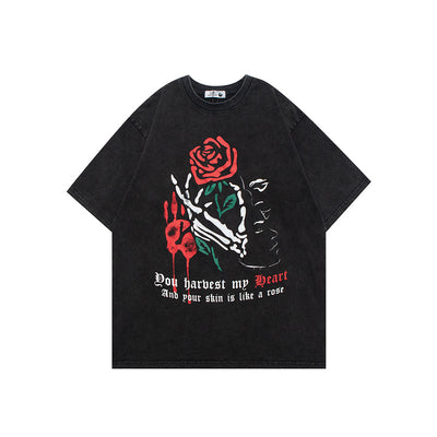 Camiseta Hombre Cuello Redondo Estampado Efecto Lavado
