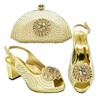 Sandalias con Tacón Ancho y Hebilla Strass + Bolso Coordinado - Image 9