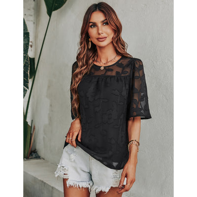 Blusa Suelta con Estampado en Chifón