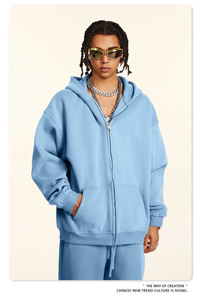Sudadera con Capucha Polar de Colores Sólidos Holgada y Cómoda para Deportes - Image 26