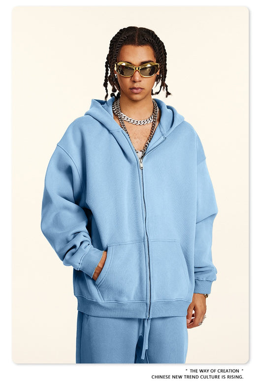 Sudadera con Capucha Polar de Colores Sólidos Holgada y Cómoda para Deportes - Image 26