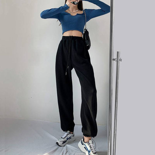 Pantalones Anchos de Cintura Alta Cómodos para Primavera y Otoño