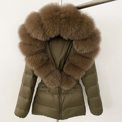 Chaqueta Acolchada Corta Ajustada para Mujer con Forro de Piel - Image 86