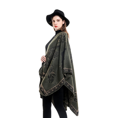 Poncho Cuadros Elegante para Viajes Invierno - Abrigo Cálido y Sofisticado - Image 56