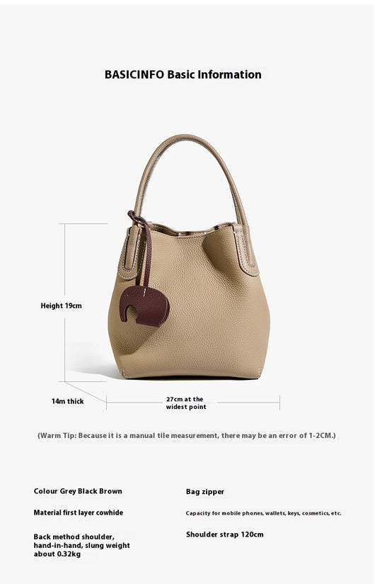 Bolso Bucket de Cuero Genuino Primera Capa - Image 9