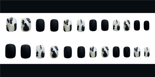 Uñas Postizas Efecto Vidrio Esmerilado Negro - Image 10