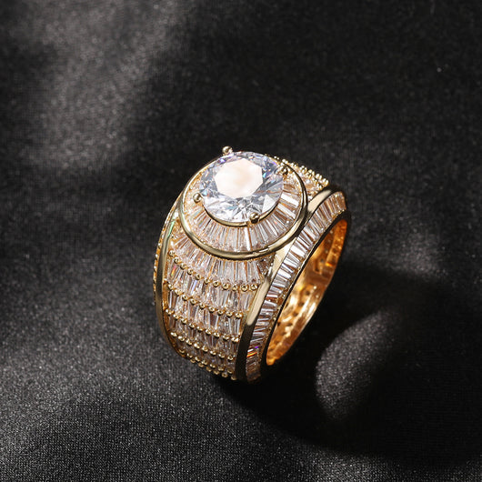 Anillo de Pareja para Hombre con Circón Incrustado en Cobre y Diamantes - Image 9
