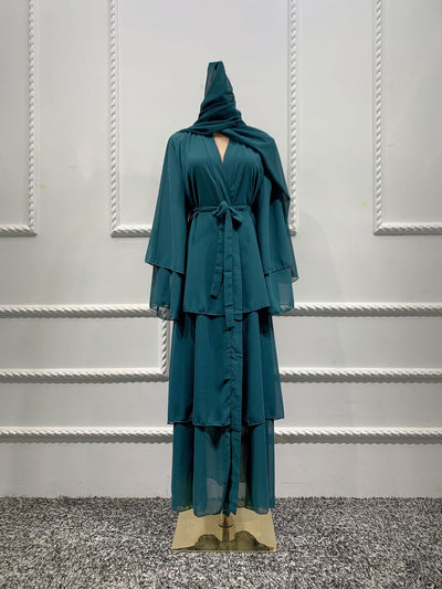 Bata Larga de Gasa Perla en Tres Capas - Vestido Fluido y Elegante - Image 16