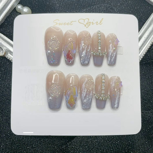 Uñas Postizas Personalizadas de Novia - Diseño Artesanal Premium - Image 3