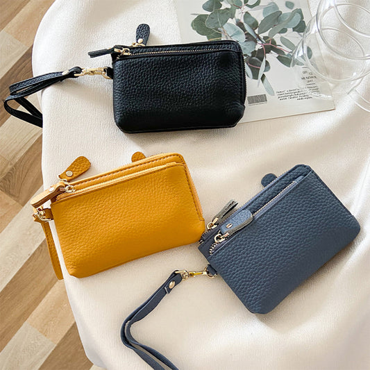Cartera de Cuero para Mujer con Cierre de Cremallera y Monedero