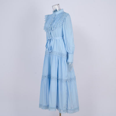 Falda Larga Elegante con Blusa Bordada y Mangas Linterna Ajustadas - Image 19