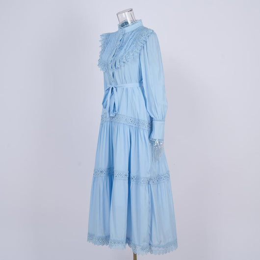Falda Larga Elegante con Blusa Bordada y Mangas Linterna Ajustadas - Image 19