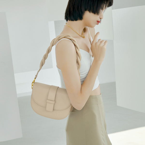 Bolso Crossbody de Cuero Redondo para Mujer