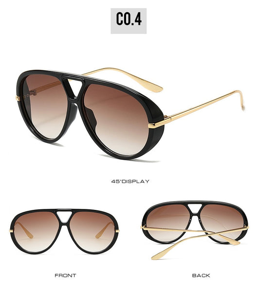 Retro aviator sunglasses with bright black frames, vibrant orange lenses, and sleek gold-colored metal temples. - Image 24