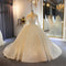 Vestido de Novia Manga Larga Cuello Redondo Cintura Alta
