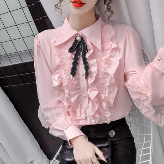 Blusa Vintage Palacio Victoriano para Mujer con Lazos y Volantes Lolita - Image 10