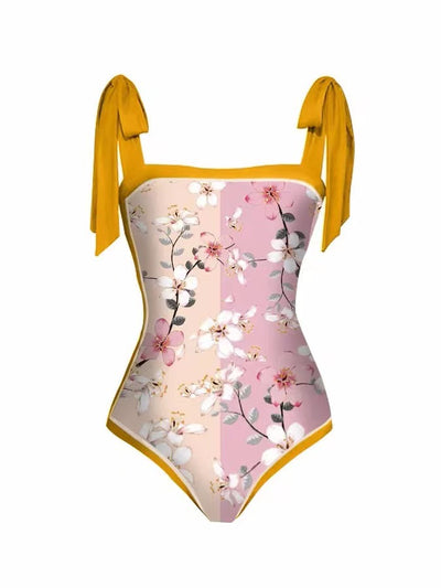 Traje de Baño Dos Piezas Chiffon con Falda Cadera Estampada - Image 47