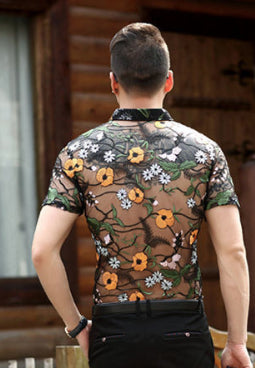 Camisa Hueca para Hombre con Bordado Flocking - Image 25