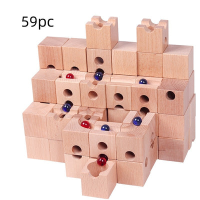 Juego de Construcción de Pistas de Canicas con Tubos de Madera - Image 3