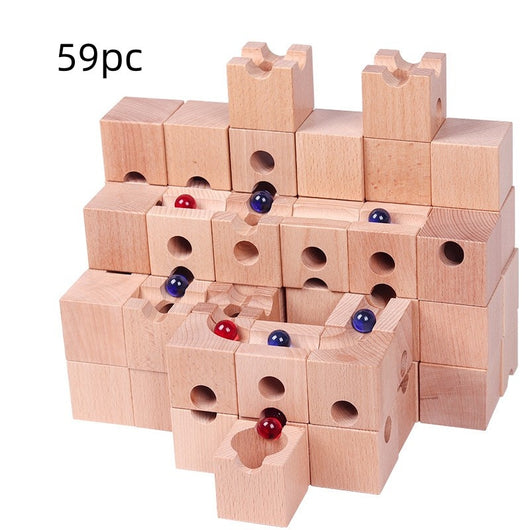 Juego de Construcción de Pistas de Canicas con Tubos de Madera - Image 3
