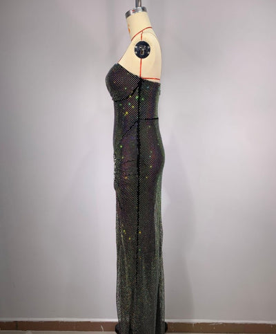 Vestido Tubo Ajustado con Lentejuelas Brillantes, Malla y Strass Artesanal - Image 4